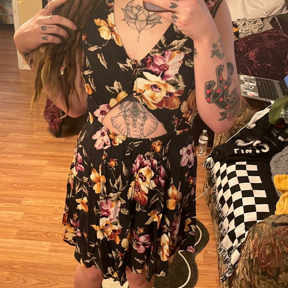 Floral cut out dress